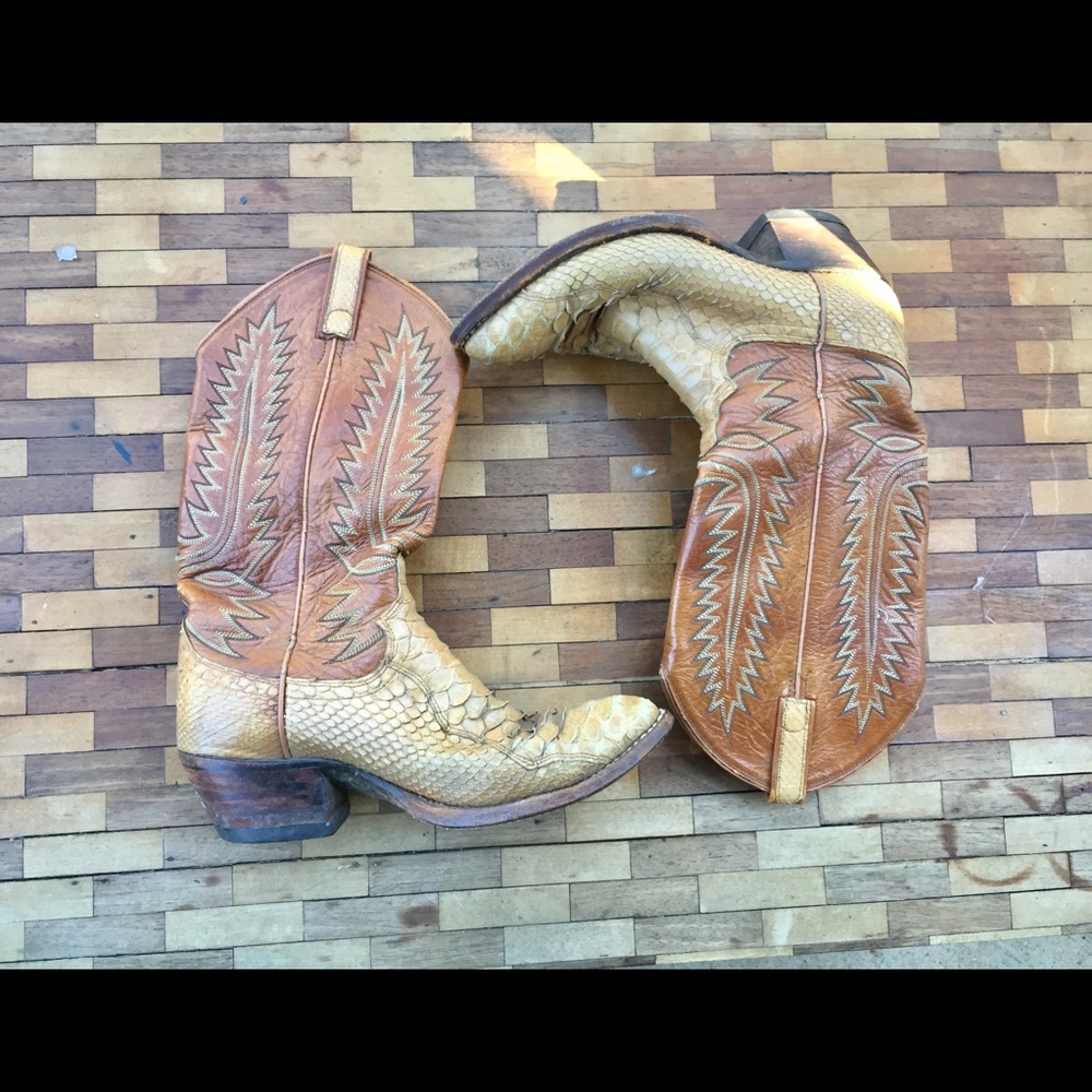 One-of-a-kind Ostrich Skin Cowgirl Boots, Size 7.5